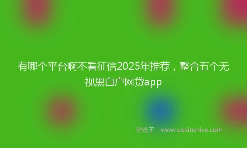 有哪个平台啊不看征信2025年推荐，整合五个无视黑白户网贷app