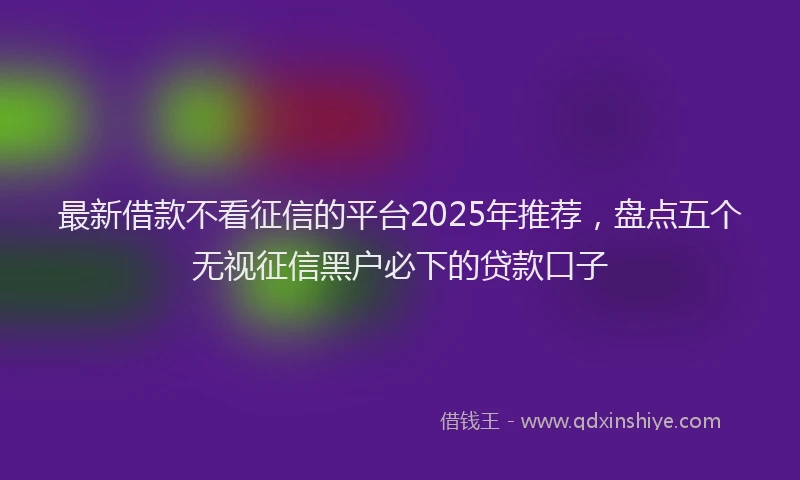 最新借款不看征信的平台2025年推荐，盘点五个无视征信黑户必下的贷款口子