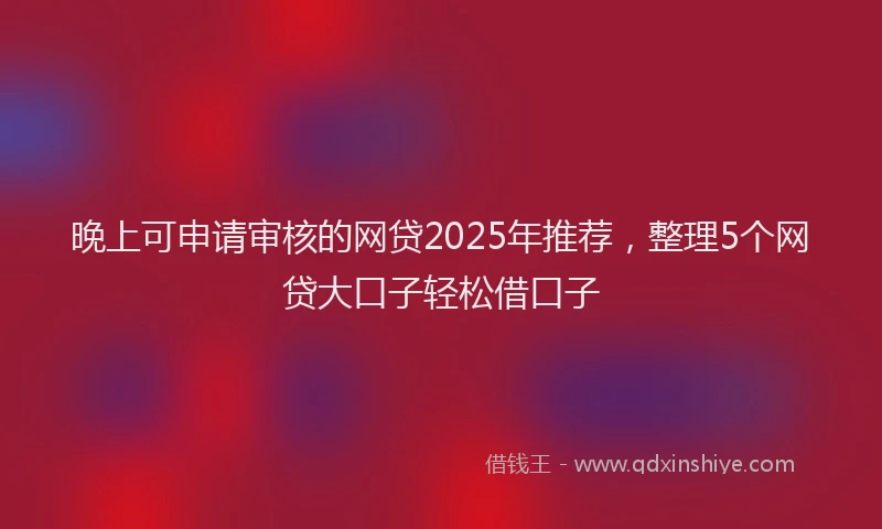 晚上可申请审核的网贷2025年推荐，整理5个网贷大口子轻松借口子