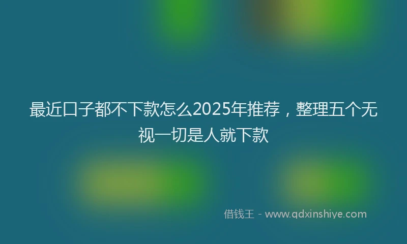 最近口子都不下款怎么2025年推荐，整理五个无视一切是人就下款