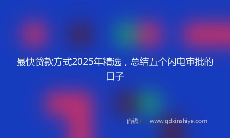 最快贷款方式2025年精选，总结五个闪电审批的口子