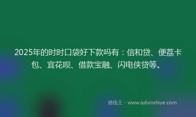 2025年的时时口袋好下款吗有：信和贷、便荔卡包、宜花呗、借款宝融、闪电侠贷等。