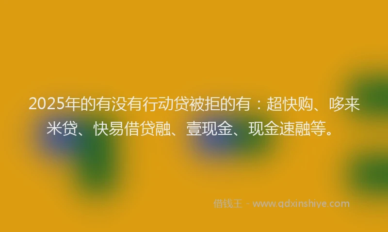2025年的有没有行动贷被拒的有：超快购、哆来米贷、快易借贷融、壹现金、现金速融等。