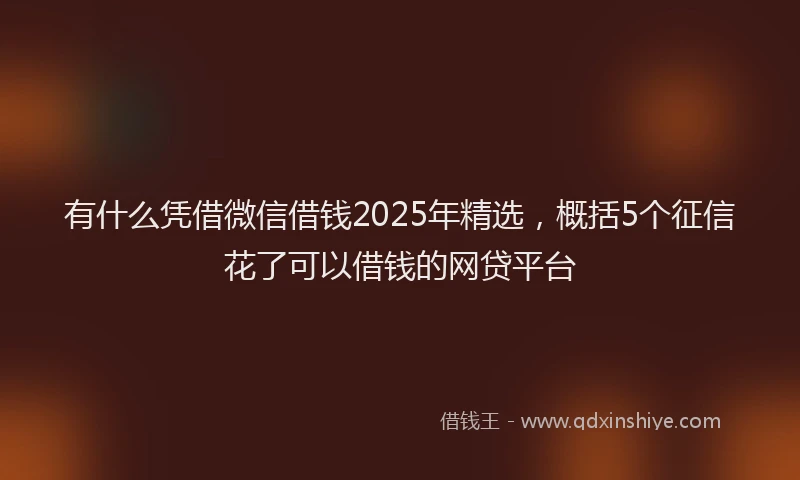 有什么凭借微信借钱2025年精选，概括5个征信花了可以借钱的网贷平台