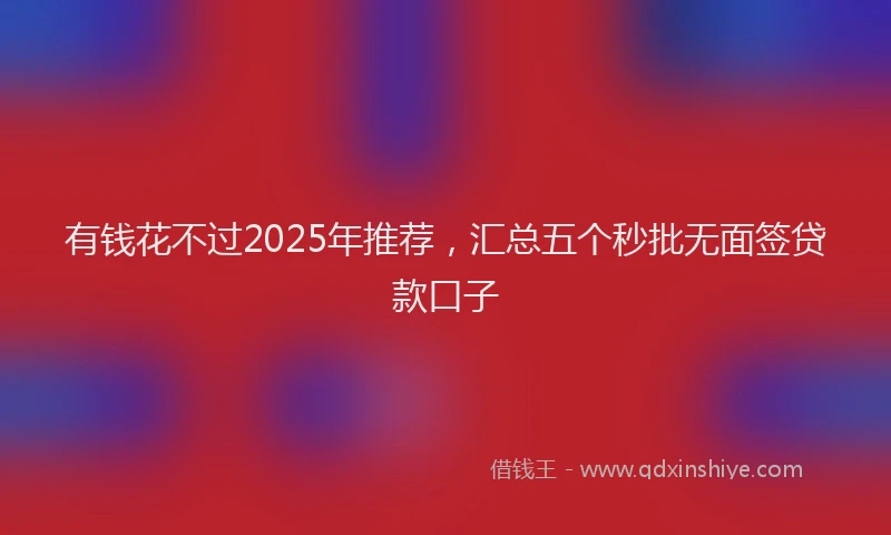 有钱花不过2025年推荐，汇总五个秒批无面签贷款口子