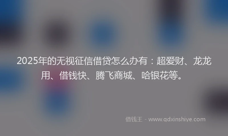 2025年的无视征信借贷怎么办有：超爱财、龙龙用、借钱快、腾飞商城、哈银花等。