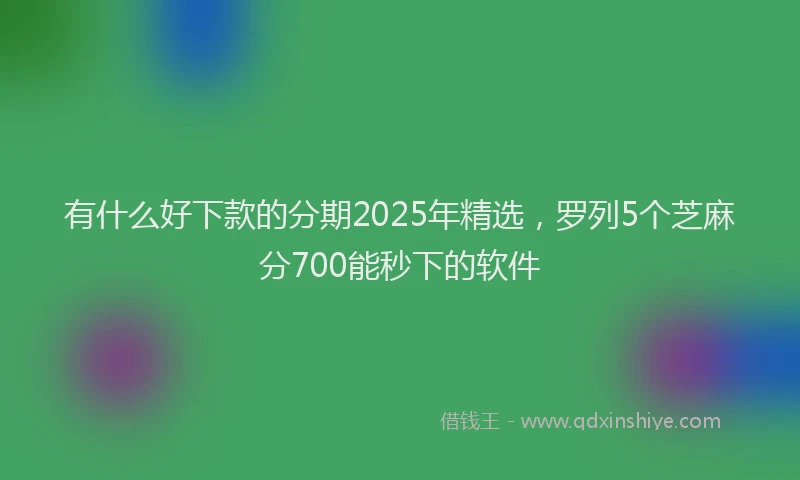 有什么好下款的分期2025年精选，罗列5个芝麻分700能秒下的软件