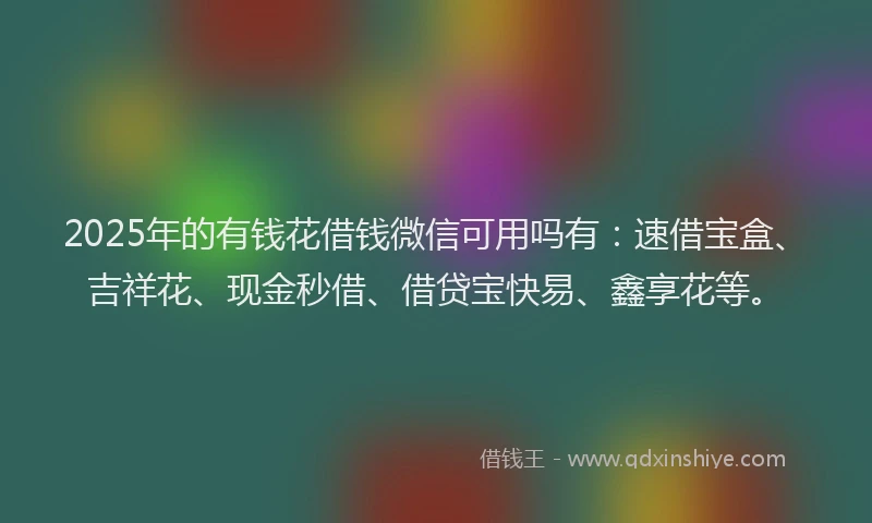 2025年的有钱花借钱微信可用吗有：速借宝盒、吉祥花、现金秒借、借贷宝快易、鑫享花等。