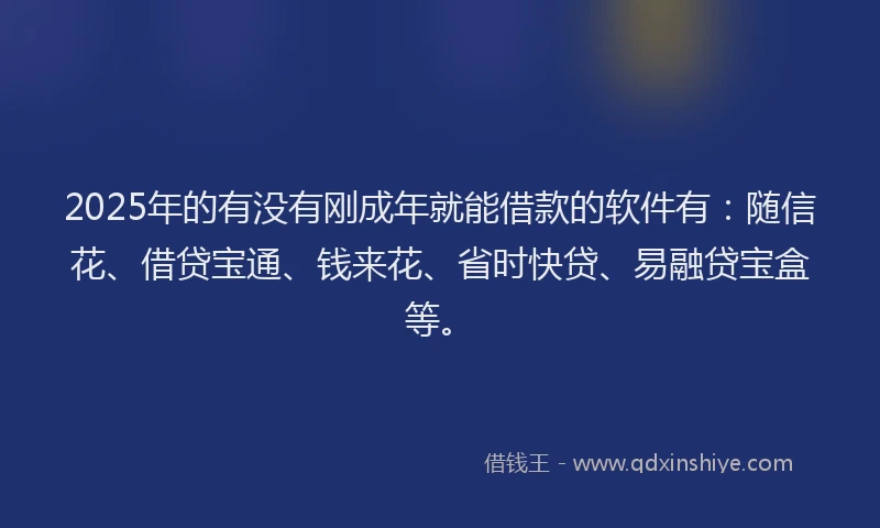 2025年的有没有刚成年就能借款的软件有：随信花、借贷宝通、钱来花、省时快贷、易融贷宝盒等。
