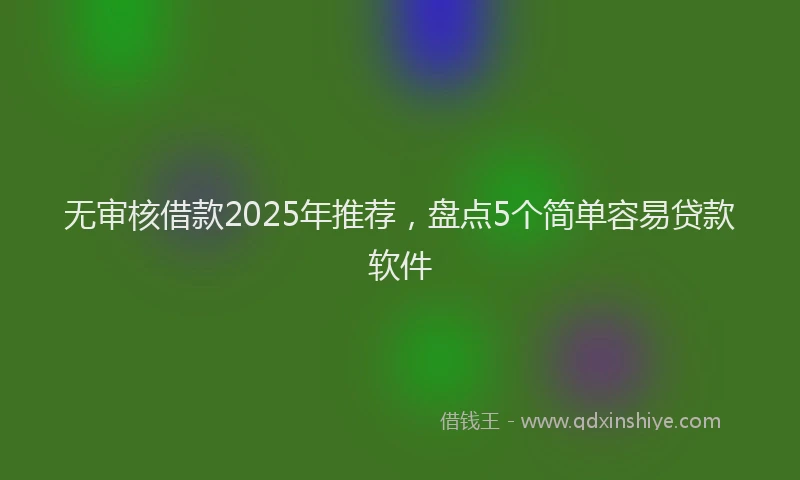 无审核借款2025年推荐，盘点5个简单容易贷款软件