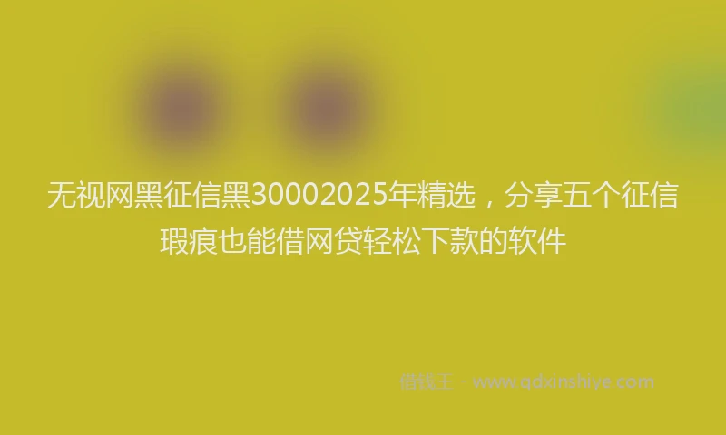无视网黑征信黑30002025年精选，分享五个征信瑕疵也能借网贷轻松下款的软件