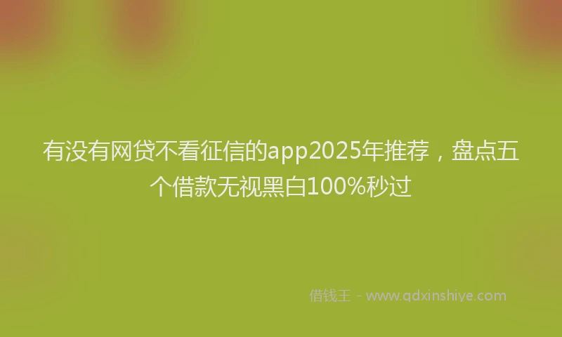 有没有网贷不看征信的app2025年推荐，盘点五个借款无视黑白100%秒过