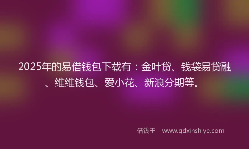2025年的易借钱包下载有：金叶贷、钱袋易贷融、维维钱包、爱小花、新浪分期等。