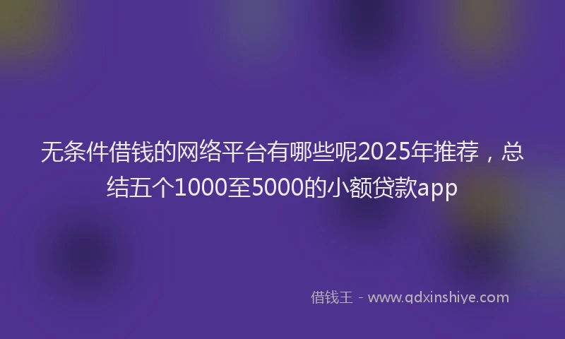 无条件借钱的网络平台有哪些呢2025年推荐，总结五个1000至5000的小额贷款app