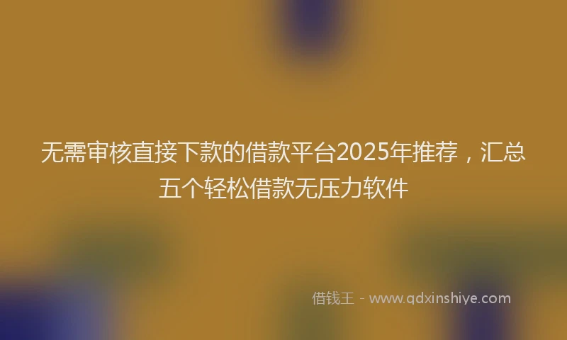 无需审核直接下款的借款平台2025年推荐，汇总五个轻松借款无压力软件
