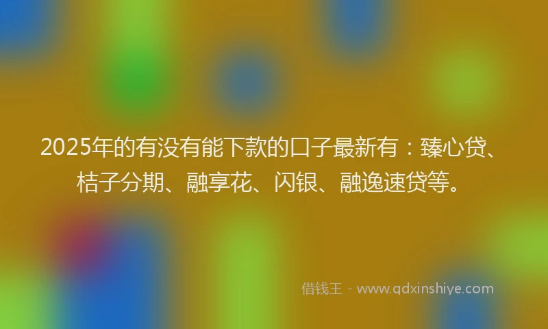 2025年的有没有能下款的口子最新有：臻心贷、桔子分期、融享花、闪银、融逸速贷等。