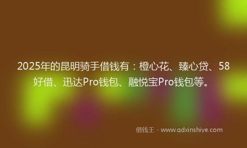 2025年的昆明骑手借钱有：橙心花、臻心贷、58好借、迅达Pro钱包、融悦宝Pro钱包等。