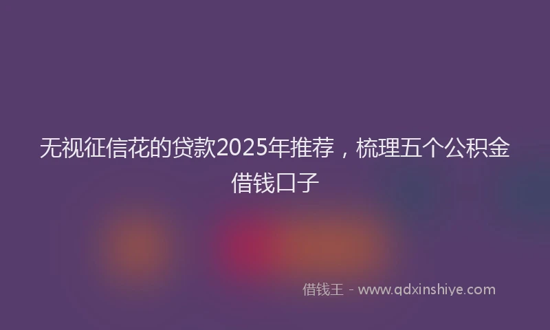 无视征信花的贷款2025年推荐，梳理五个公积金借钱口子