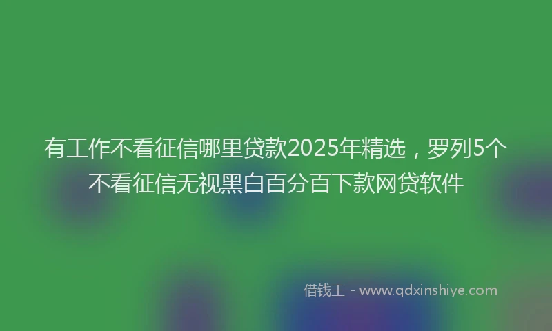 有工作不看征信哪里贷款2025年精选，罗列5个不看征信无视黑白百分百下款网贷软件