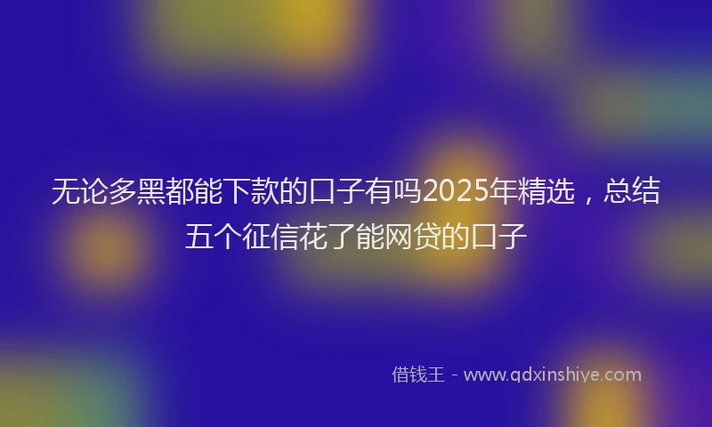 无论多黑都能下款的口子有吗2025年精选，总结五个征信花了能网贷的口子