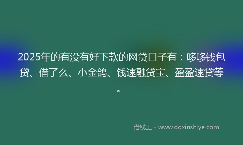 2025年的有没有好下款的网贷口子有：哆哆钱包贷、借了么、小金鸽、钱速融贷宝、盈盈速贷等。