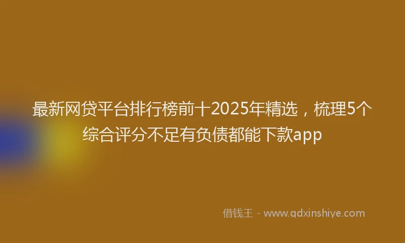 最新网贷平台排行榜前十2025年精选，梳理5个综合评分不足有负债都能下款app