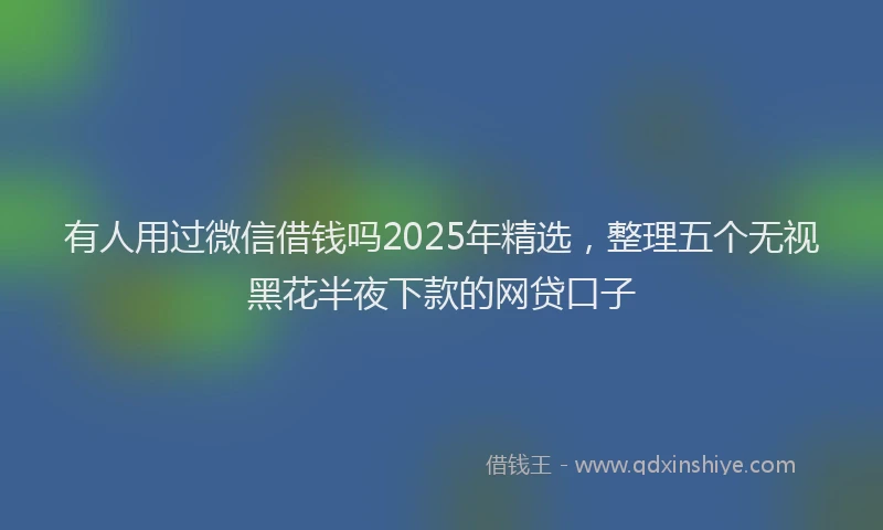有人用过微信借钱吗2025年精选，整理五个无视黑花半夜下款的网贷口子