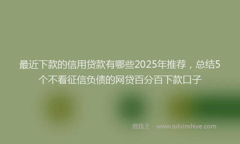 最近下款的信用贷款有哪些2025年推荐，总结5个不看征信负债的网贷百分百下款口子