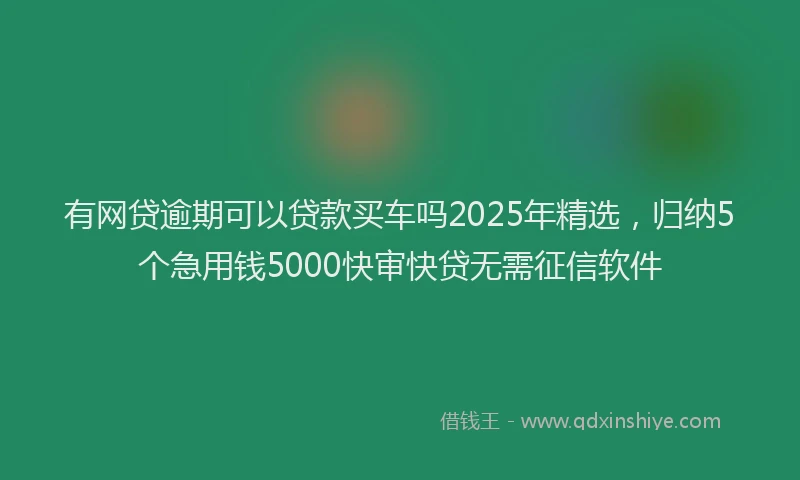 有网贷逾期可以贷款买车吗2025年精选，归纳5个急用钱5000快审快贷无需征信软件