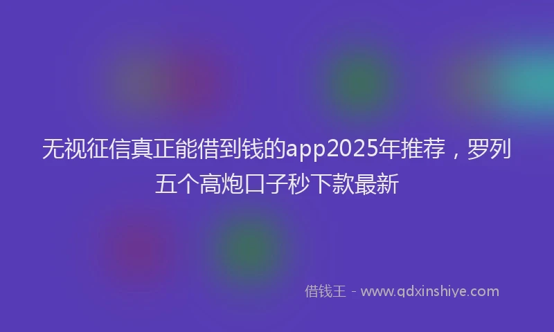 无视征信真正能借到钱的app2025年推荐，罗列五个高炮口子秒下款最新