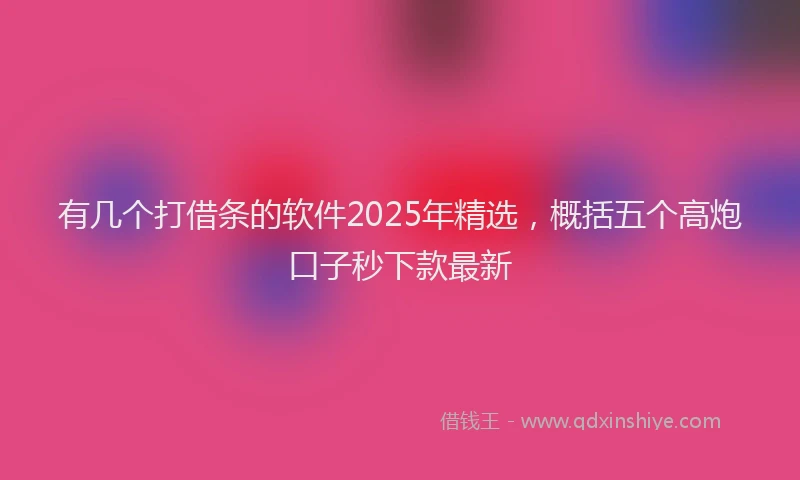 有几个打借条的软件2025年精选，概括五个高炮口子秒下款最新
