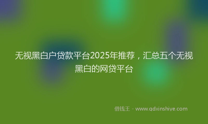 无视黑白户贷款平台2025年推荐，汇总五个无视黑白的网贷平台