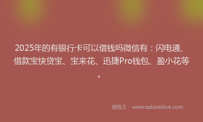 2025年的有银行卡可以借钱吗微信有：闪电通、借款宝快贷宝、宝来花、迅捷Pro钱包、盈小花等。