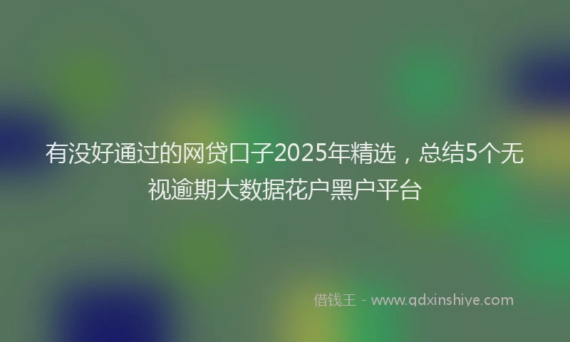 有没好通过的网贷口子2025年精选，总结5个无视逾期大数据花户黑户平台