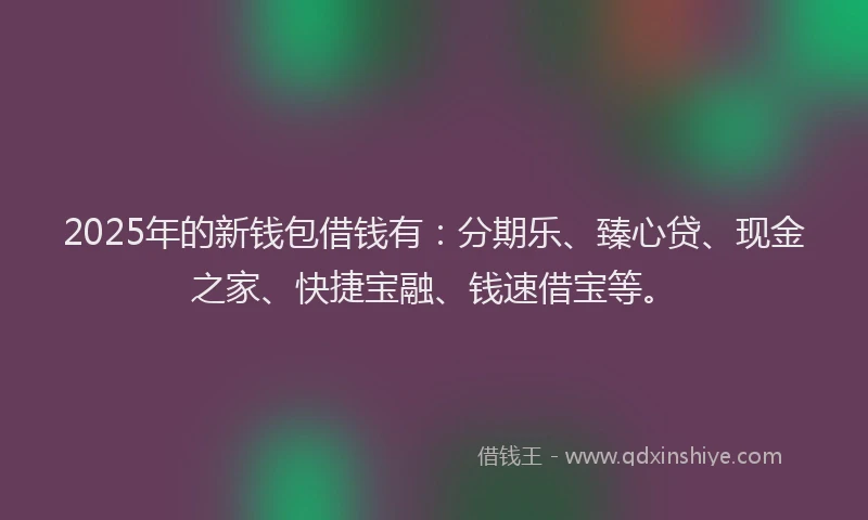 2025年的新钱包借钱有：分期乐、臻心贷、现金之家、快捷宝融、钱速借宝等。