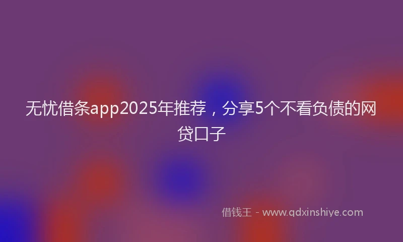 无忧借条app2025年推荐，分享5个不看负债的网贷口子