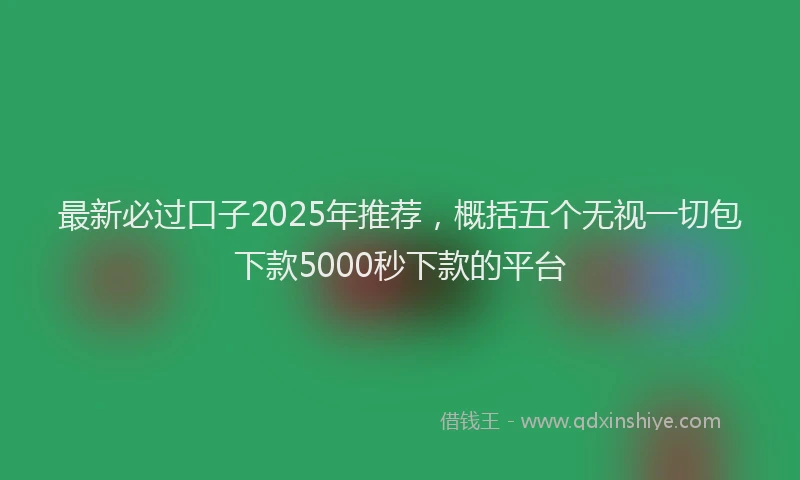 最新必过口子2025年推荐，概括五个无视一切包下款5000秒下款的平台
