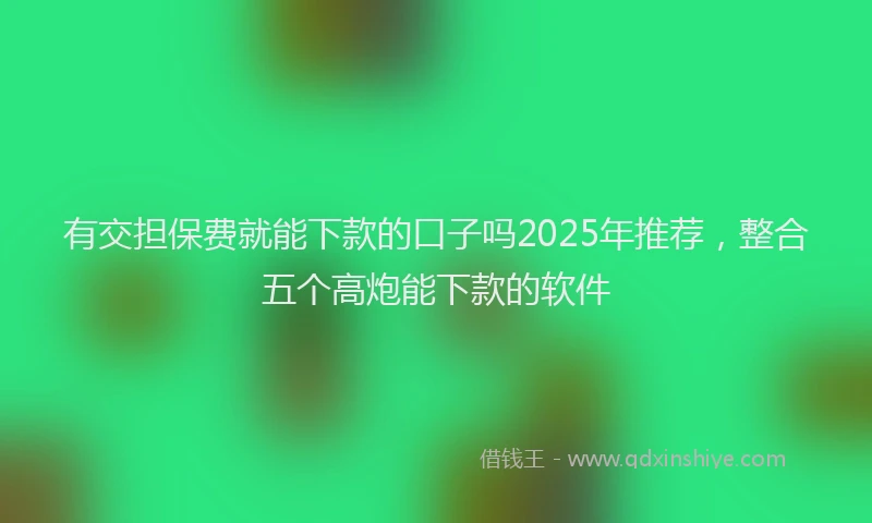 有交担保费就能下款的口子吗2025年推荐，整合五个高炮能下款的软件
