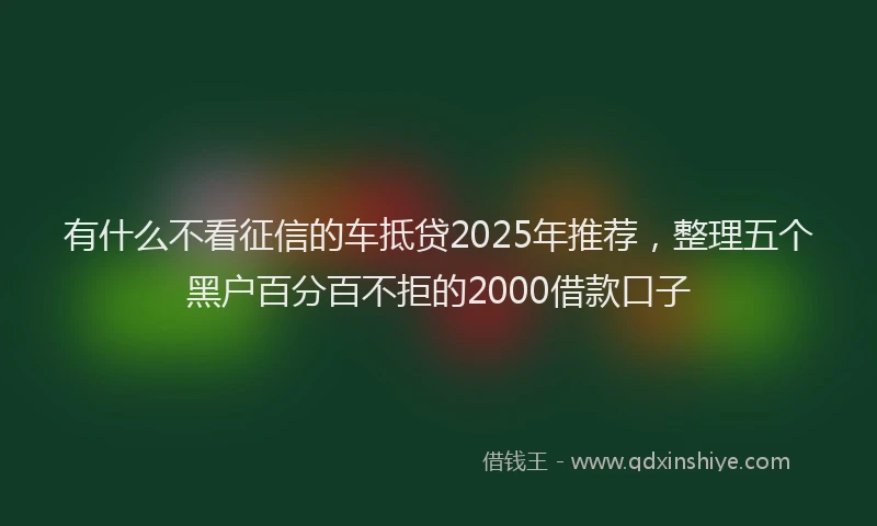 有什么不看征信的车抵贷2025年推荐，整理五个黑户百分百不拒的2000借款口子