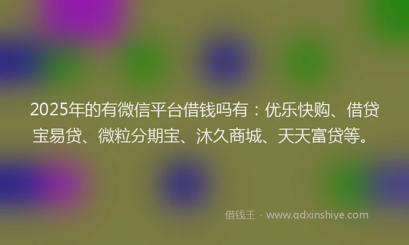 2025年的有微信平台借钱吗有：优乐快购、借贷宝易贷、微粒分期宝、沐久商城、天天富贷等。