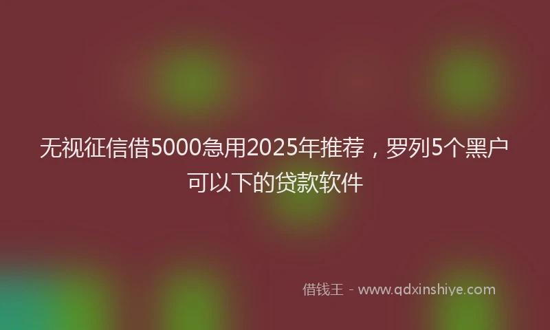 无视征信借5000急用2025年推荐，罗列5个黑户可以下的贷款软件