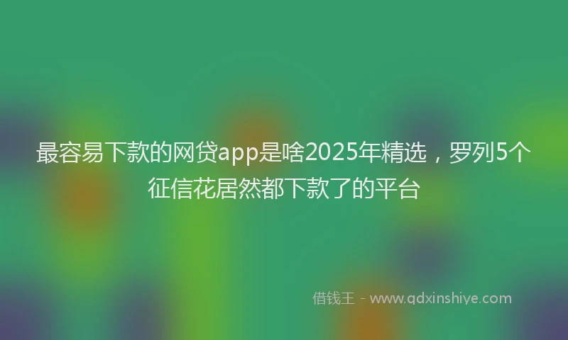 最容易下款的网贷app是啥2025年精选，罗列5个征信花居然都下款了的平台