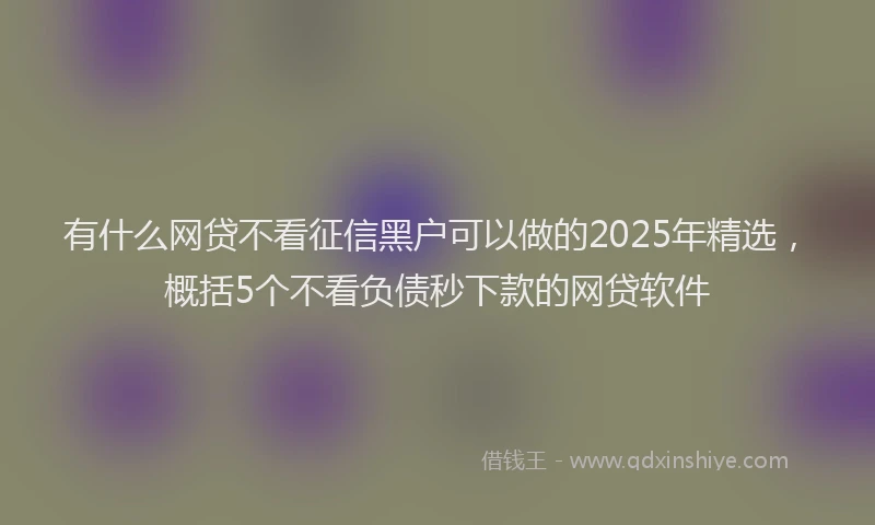 有什么网贷不看征信黑户可以做的2025年精选，概括5个不看负债秒下款的网贷软件