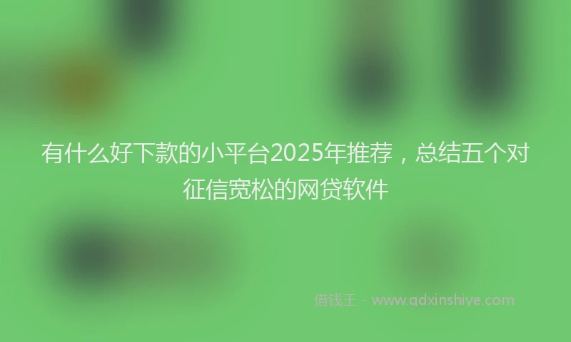 有什么好下款的小平台2025年推荐，总结五个对征信宽松的网贷软件