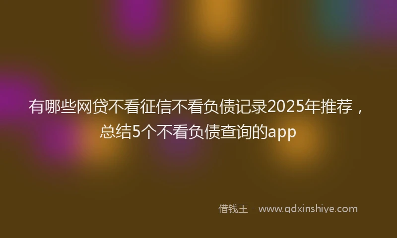 有哪些网贷不看征信不看负债记录2025年推荐，总结5个不看负债查询的app