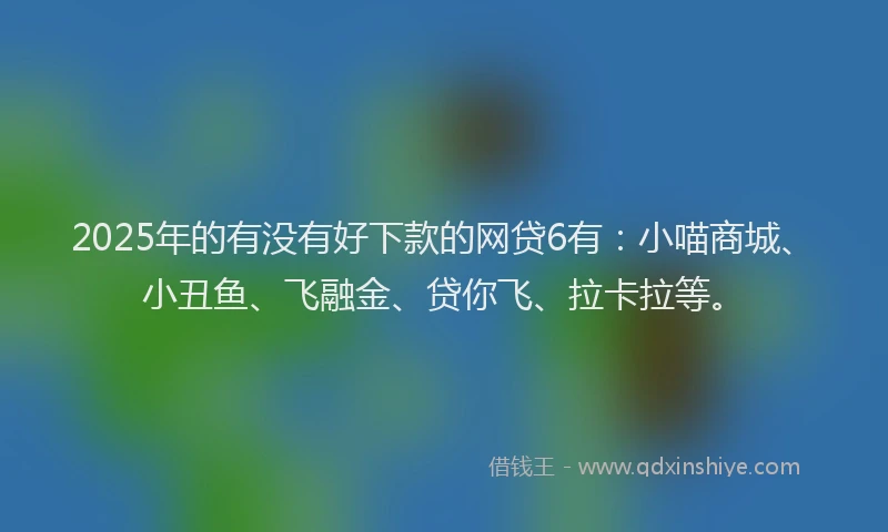 2025年的有没有好下款的网贷6有：小喵商城、小丑鱼、飞融金、贷你飞、拉卡拉等。