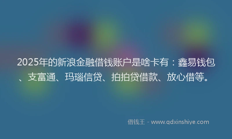 2025年的新浪金融借钱账户是啥卡有：鑫易钱包、支富通、玛瑙信贷、拍拍贷借款、放心借等。
