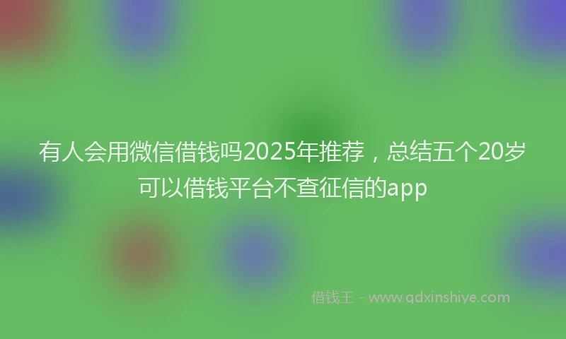 有人会用微信借钱吗2025年推荐，总结五个20岁可以借钱平台不查征信的app