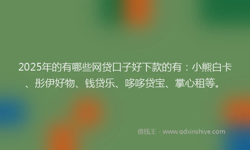 2025年的有哪些网贷口子好下款的有：小熊白卡、彤伊好物、钱贷乐、哆哆贷宝、掌心租等。
