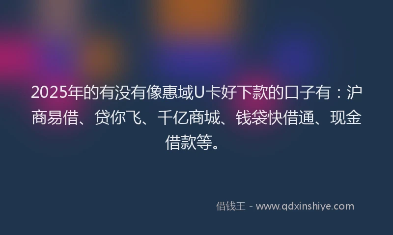 2025年的有没有像惠域U卡好下款的口子有：沪商易借、贷你飞、千亿商城、钱袋快借通、现金借款等。